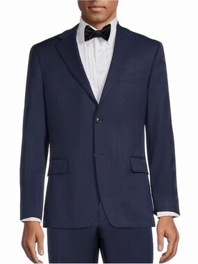 Tre Vero Men's Navy Blue Two-Button Linen Suit Jacket